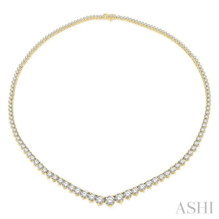 15.00 ctw Riviera Round Cut Diamond Necklace in 14K Yellow Gold