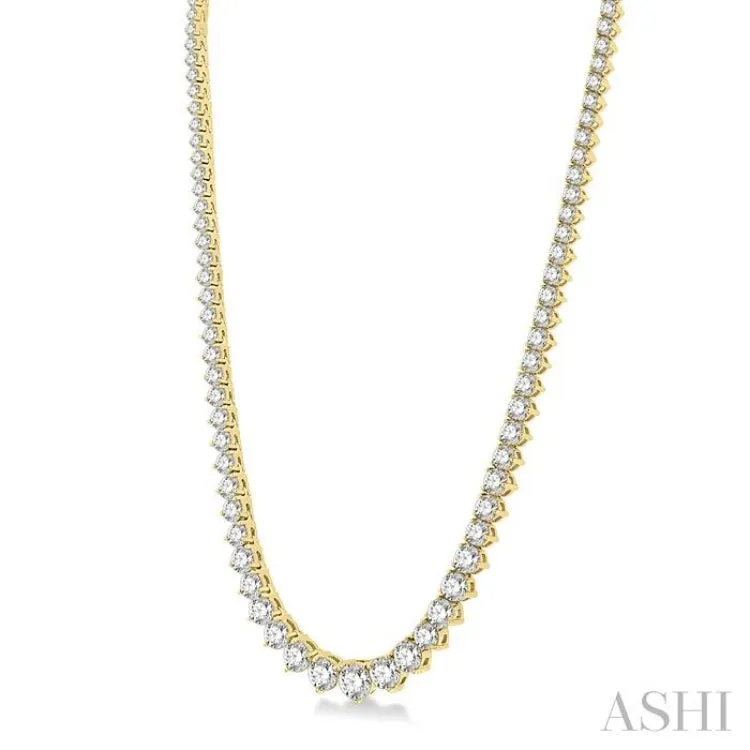 15.00 ctw Riviera Round Cut Diamond Necklace in 14K Yellow Gold