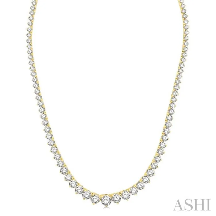 15.00 ctw Riviera Round Cut Diamond Necklace in 14K Yellow Gold