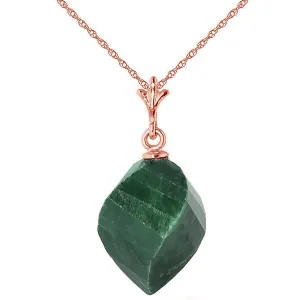 15.25 Carat 14K Solid Rose Gold Necklace Twisted Briolette Emerald