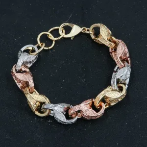 15mm Gold Filled Bonded Tri Colour Tulip Bracelet 9 Inch