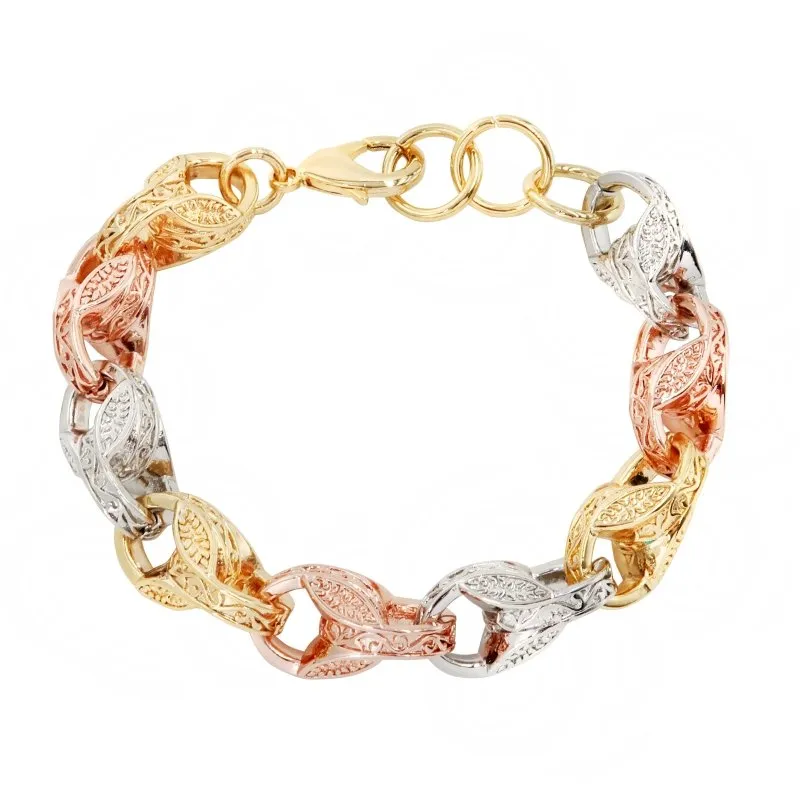 15mm Gold Filled Bonded Tri Colour Tulip Bracelet 9 Inch