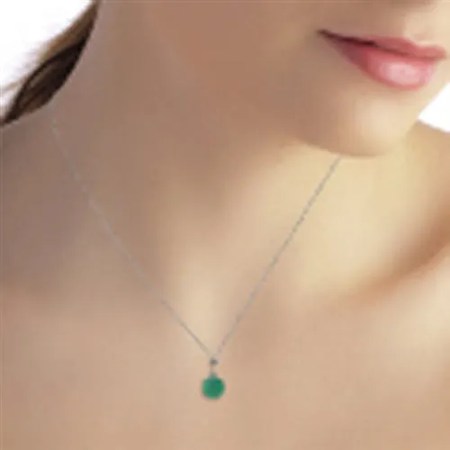 1.65 Carat 14K Solid White Gold Happy Year Emerald Necklace