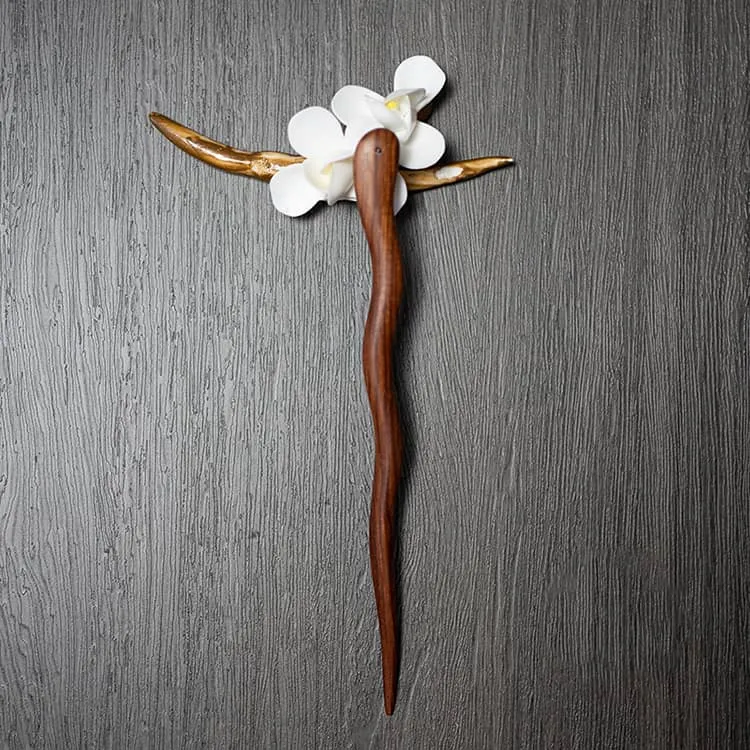 18cm Sandalwood Chinese Hairpin Zan (Shape 12)