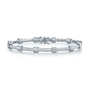 18ct White Gold Brilliant Cut Diamond Pave Set Bar Link Bracelet