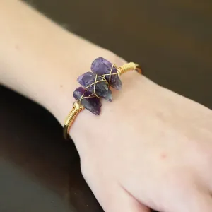 18K Gold-Filled Healing Crystal Bangle Bracelet