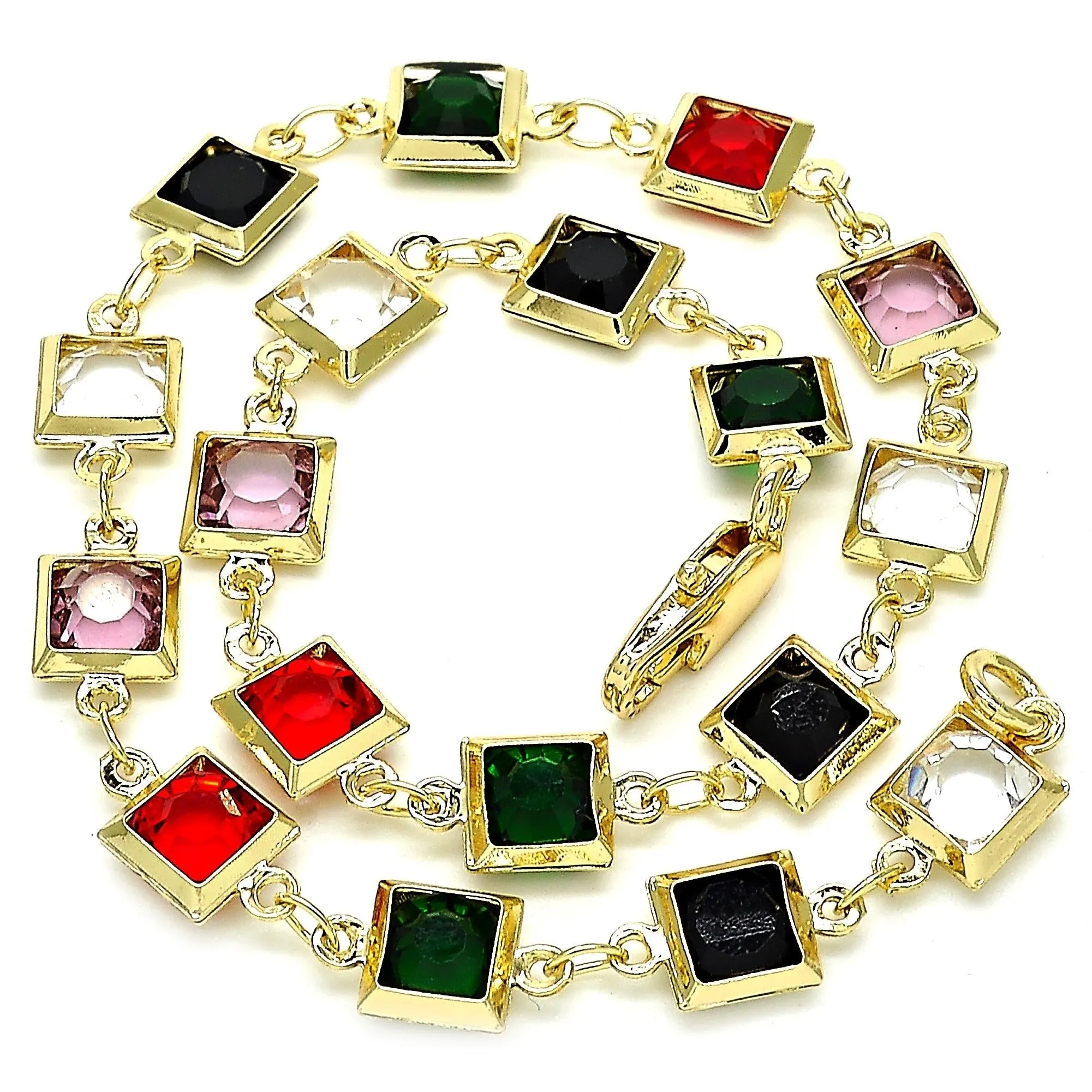 18K Gold Filled High Polish Finsh Dark Block Crystal Anklet