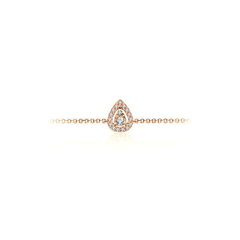 18k Gold Halo Pear-Shaped Adjustable Diamond Bracelet