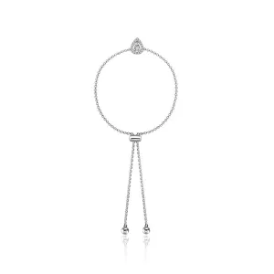 18k Gold Halo Pear-Shaped Adjustable Diamond Bracelet