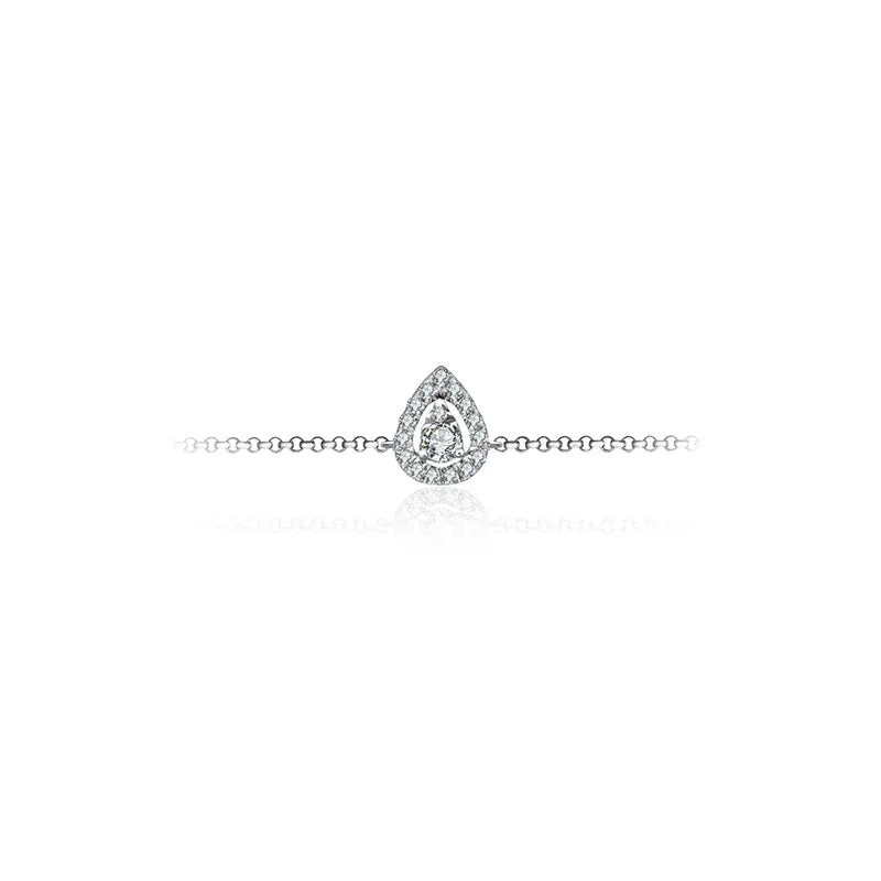 18k Gold Halo Pear-Shaped Adjustable Diamond Bracelet