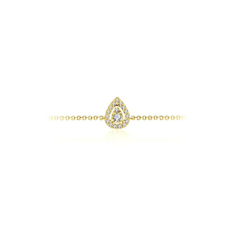 18k Gold Halo Pear-Shaped Adjustable Diamond Bracelet