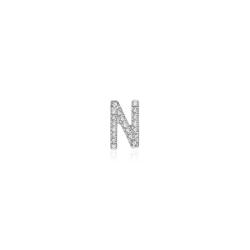 18k Gold Initial Letter "N" Diamond Pandent   Necklace