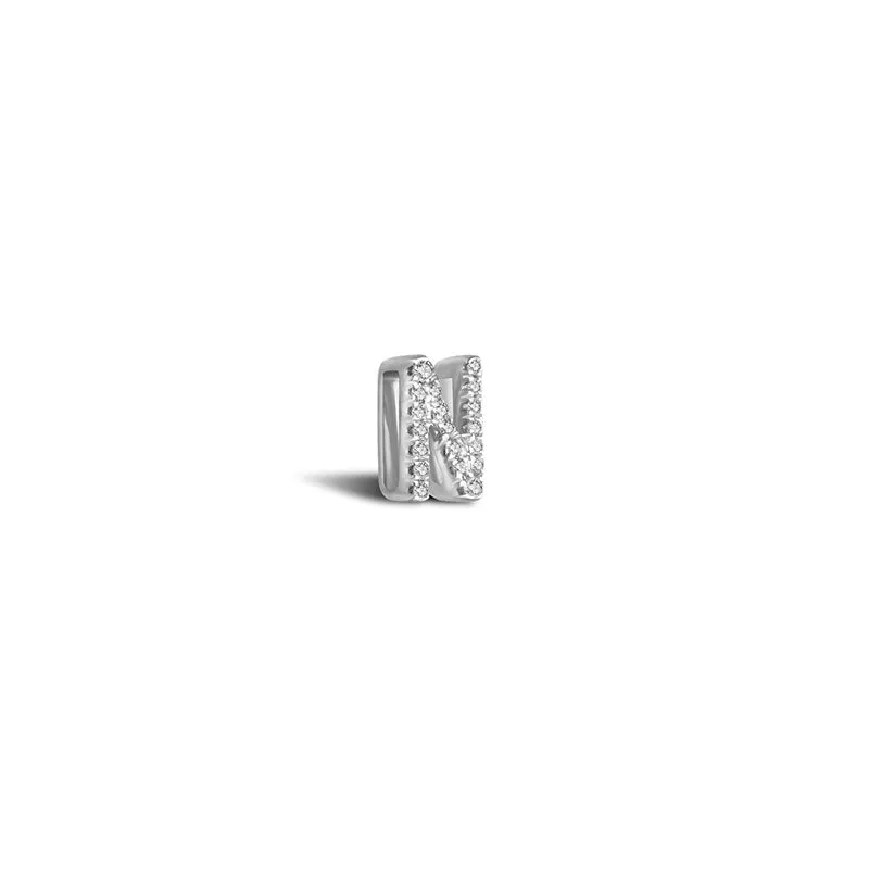 18k Gold Initial Letter "N" Diamond Pandent   Necklace