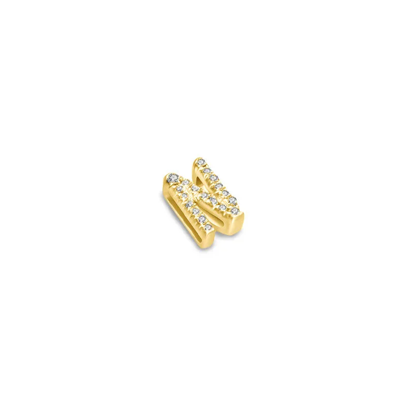 18k Gold Initial Letter "N" Diamond Pandent   Necklace