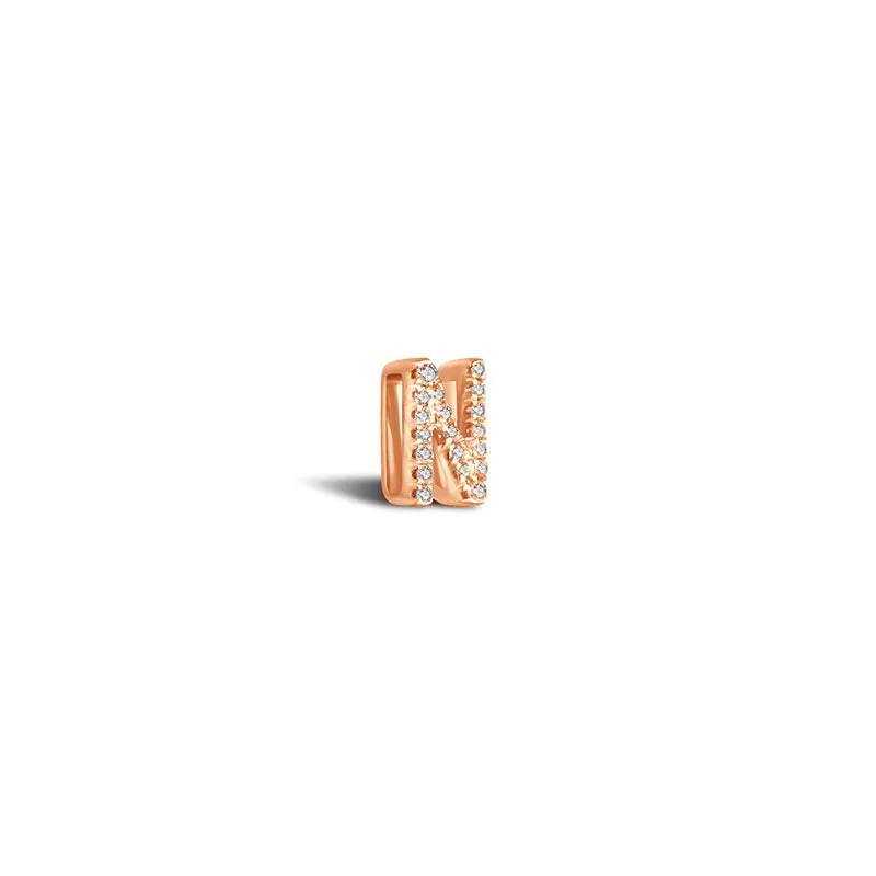 18k Gold Initial Letter "N" Diamond Pandent   Necklace