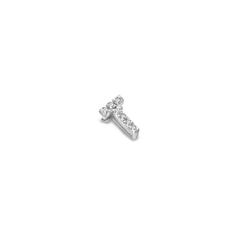 18k Gold Initial Letter "T" Diamond Pandent   Necklace