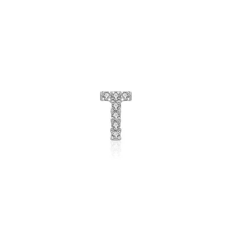 18k Gold Initial Letter "T" Diamond Pandent   Necklace