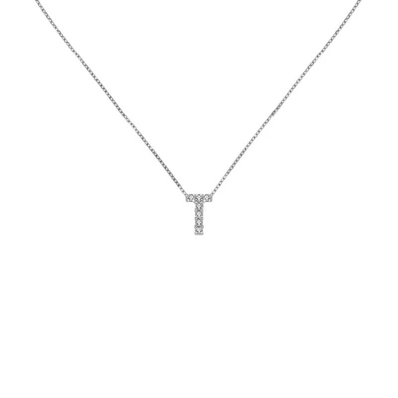 18k Gold Initial Letter "T" Diamond Pandent   Necklace