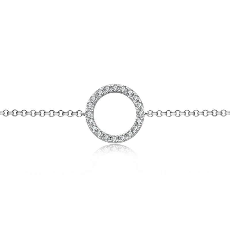 18k Gold Round Shape Diamond Bracelet with Gray Tassel
