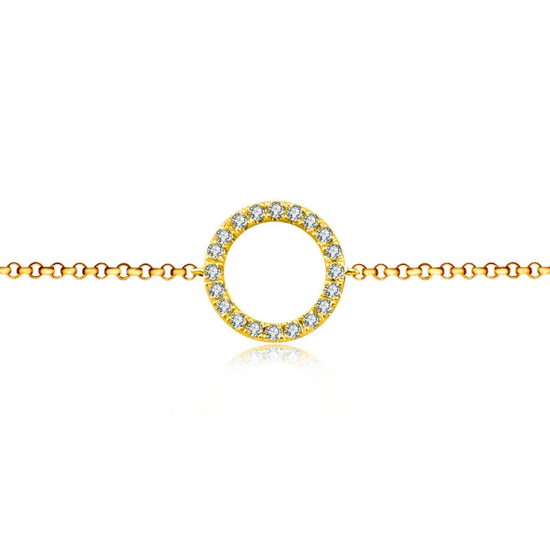 18k Gold Round Shape Diamond Bracelet with Gray Tassel