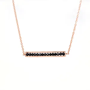 18k Rose Gold Black Diamond Bar Necklace