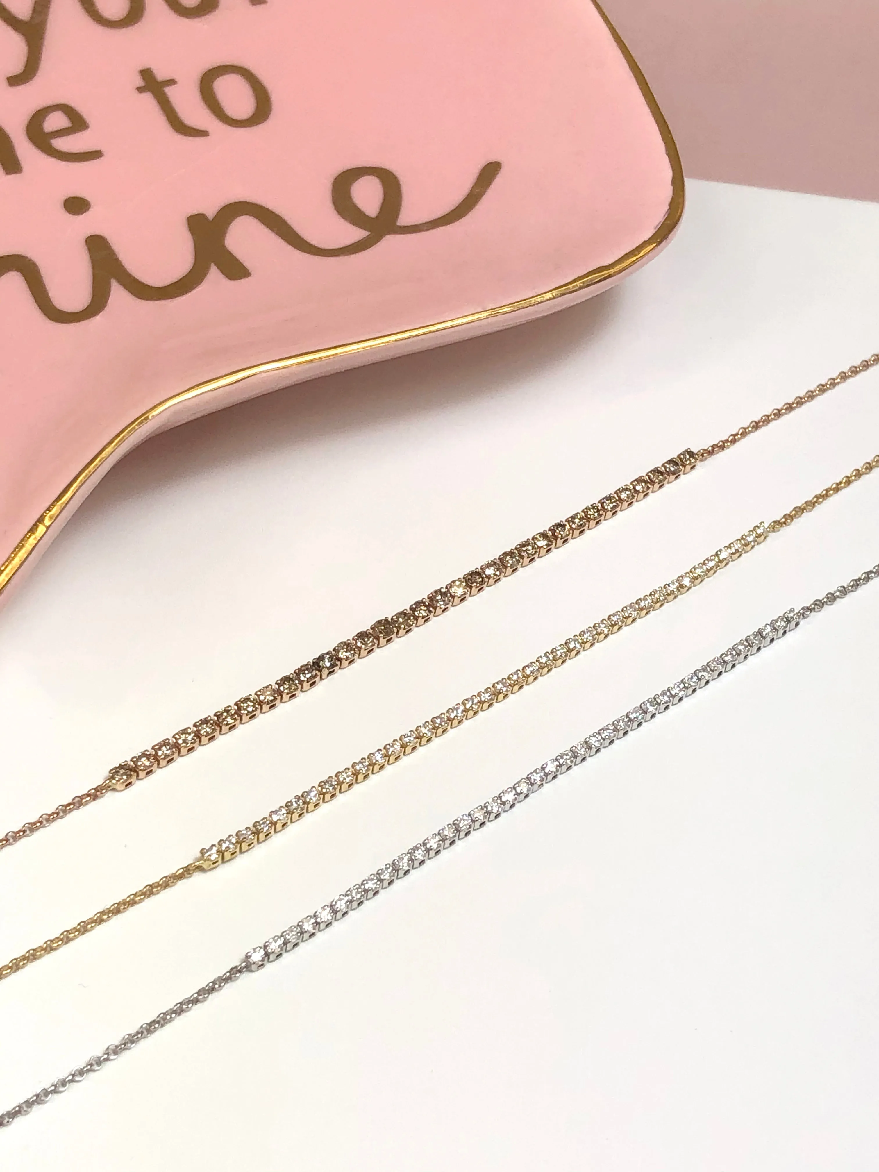 18k Rose Gold Half Tennis Bracelet with Brown Diamond