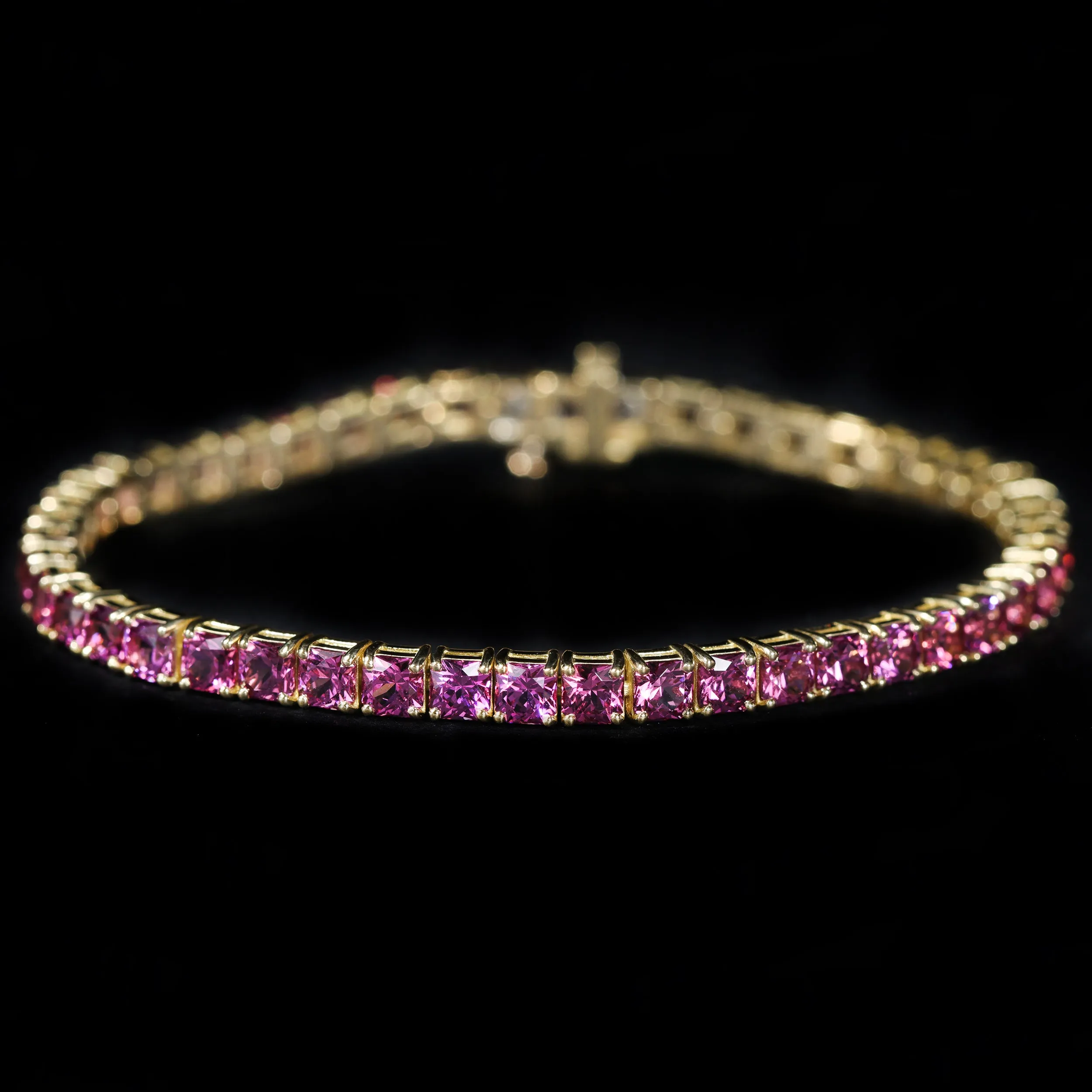 18K Yellow Gold 12.46 CTW Rhodolite Garnet Tennis Bracelet