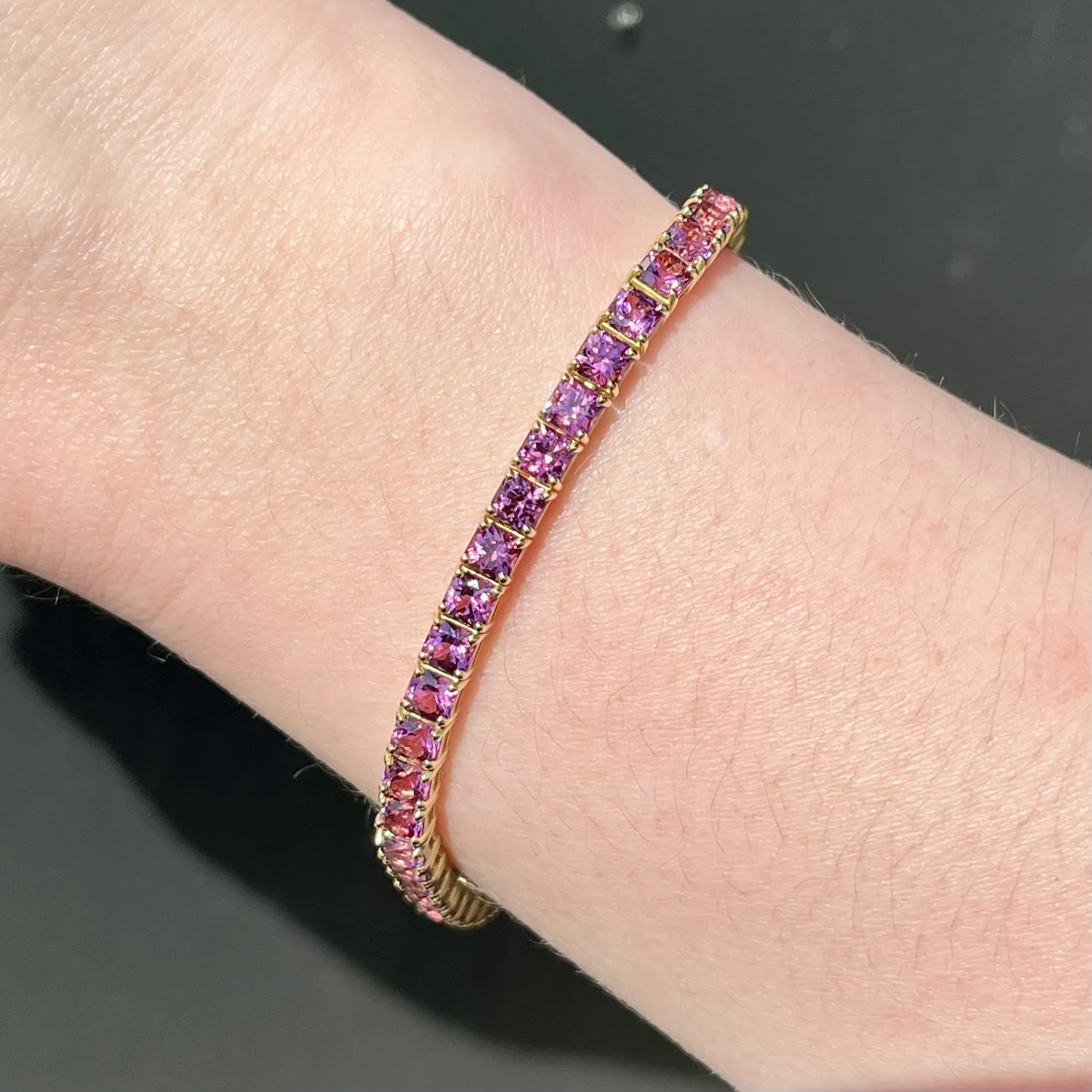 18K Yellow Gold 12.46 CTW Rhodolite Garnet Tennis Bracelet