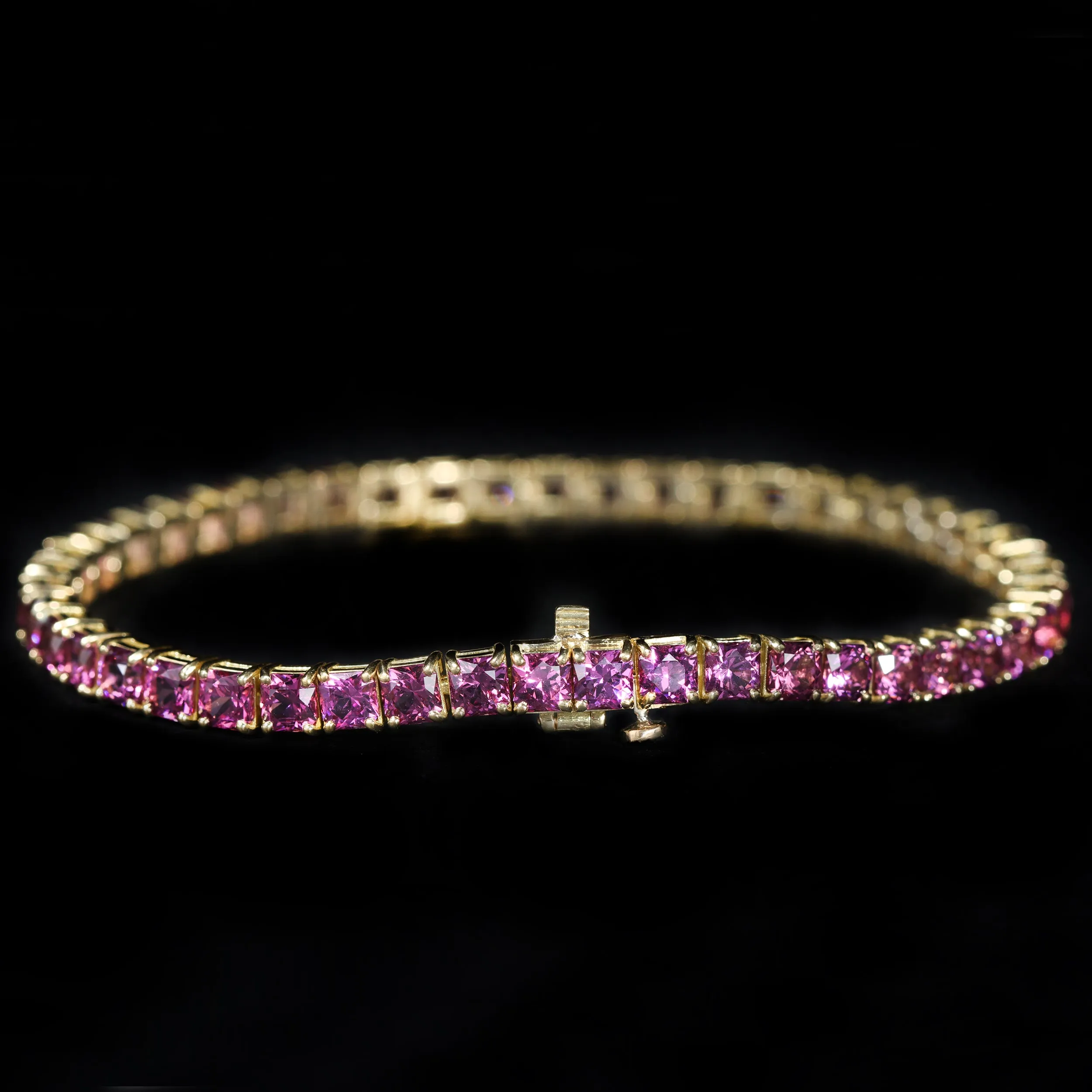 18K Yellow Gold 12.46 CTW Rhodolite Garnet Tennis Bracelet