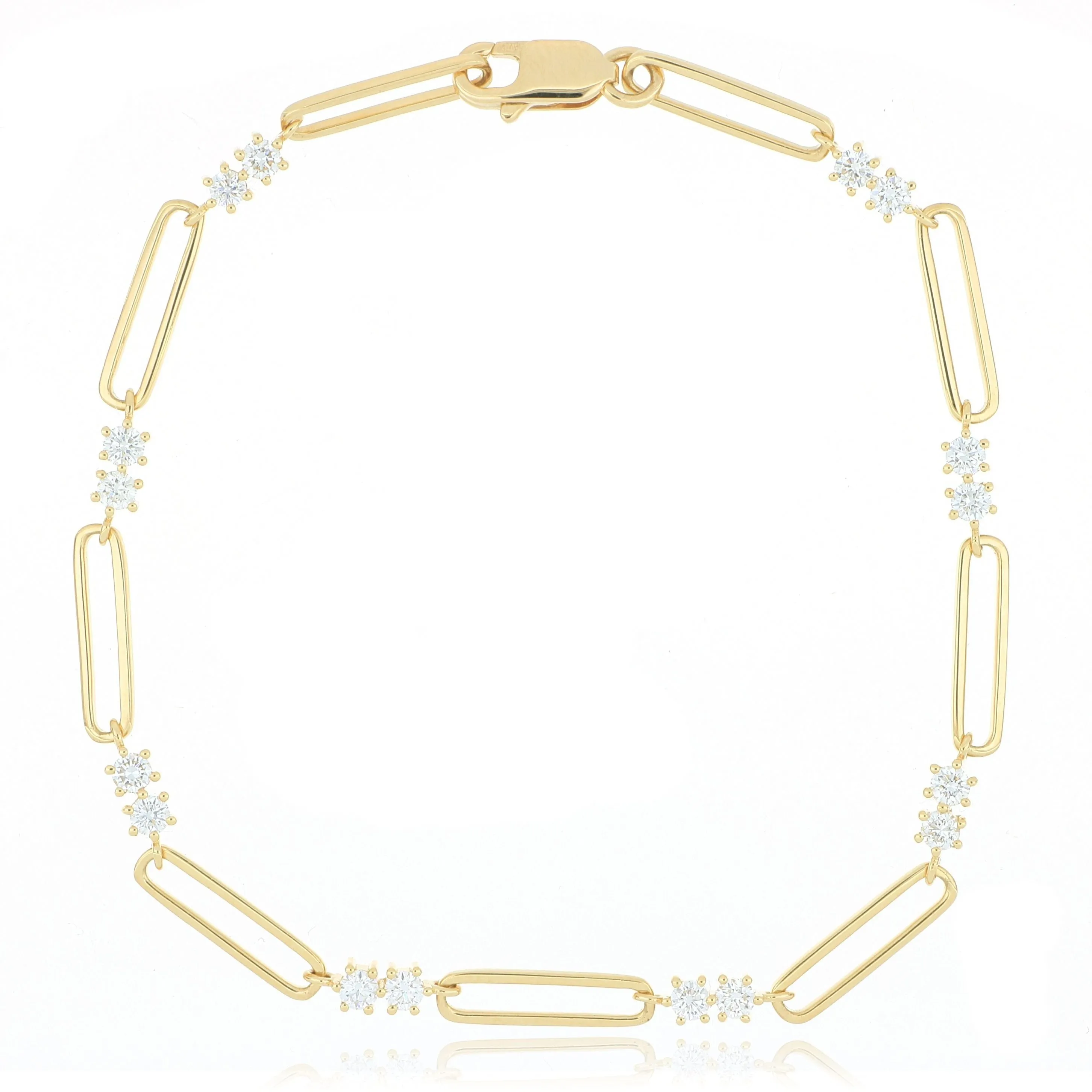 18k Yellow Gold Diamond Paperclip Bracelet