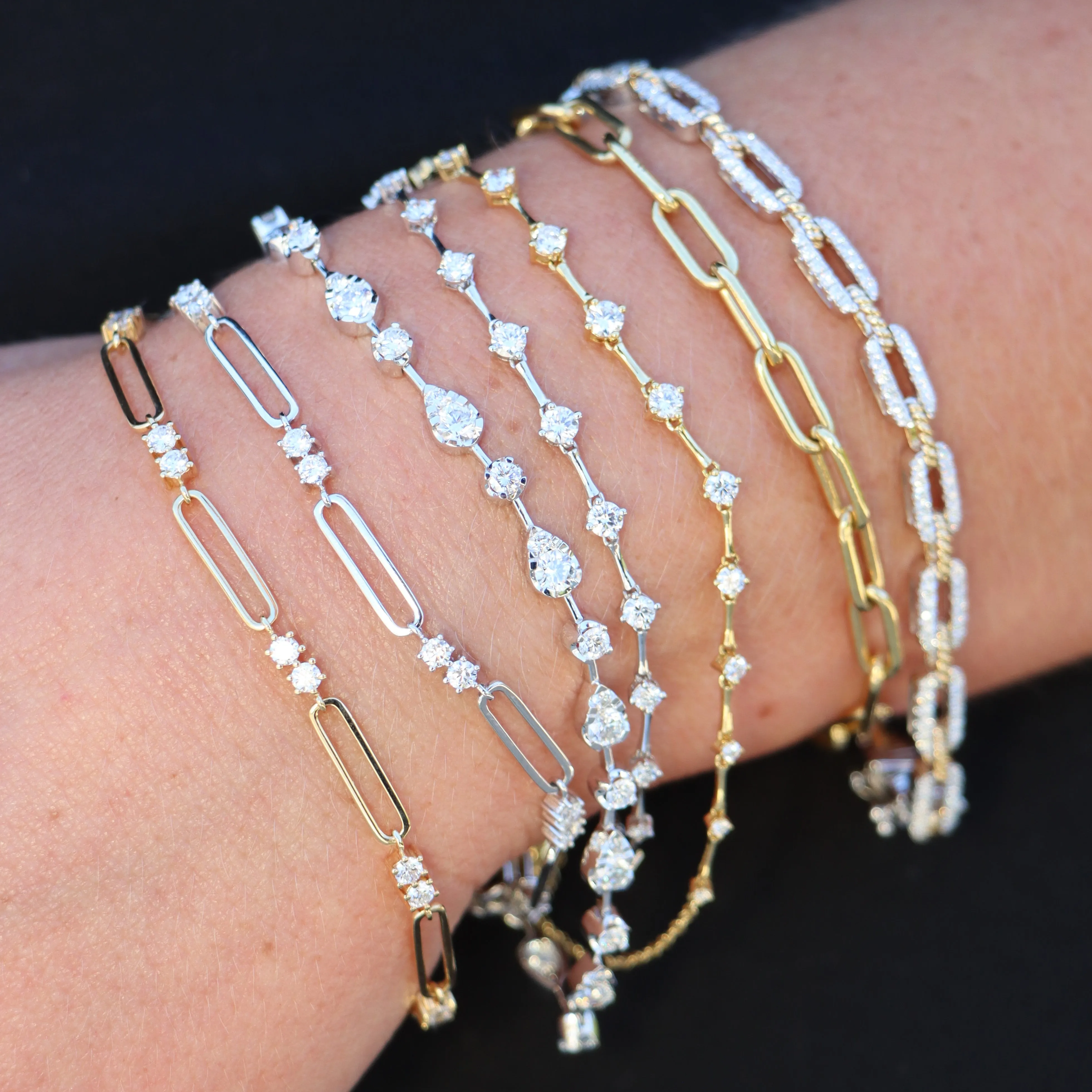 18k Yellow Gold Diamond Paperclip Bracelet