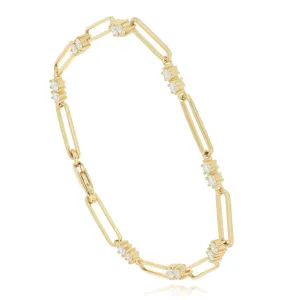 18k Yellow Gold Diamond Paperclip Bracelet