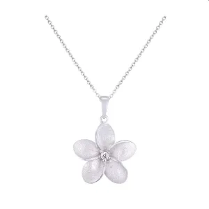 18mm 14k Plumeria Pendant with 0.05 carat diamond