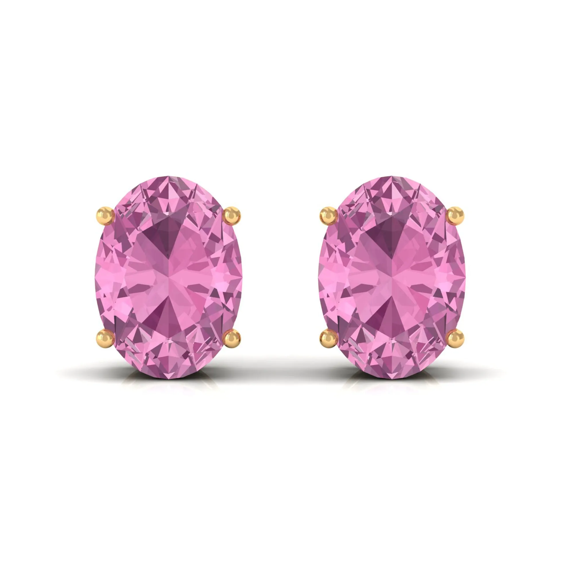 2 CT Oval Cut Pink Tourmaline Solitaire Stud Earrings