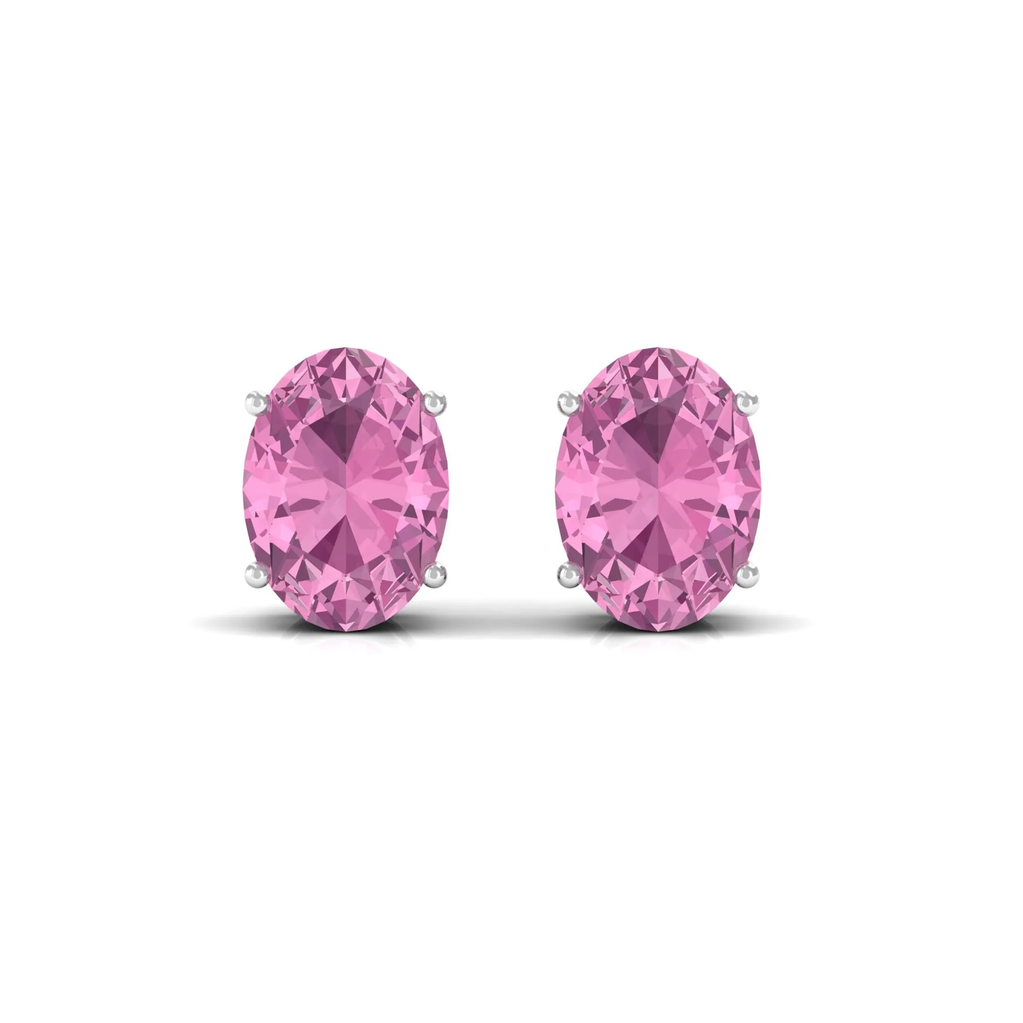 2 CT Oval Cut Pink Tourmaline Solitaire Stud Earrings