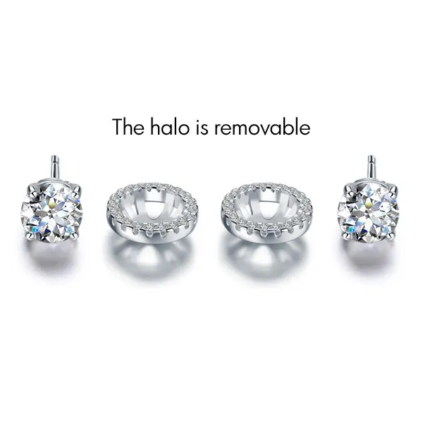 2.5 Carat Halo (Removable) Stud Earrings 925 Sterling Silver Jewelry XFE8125