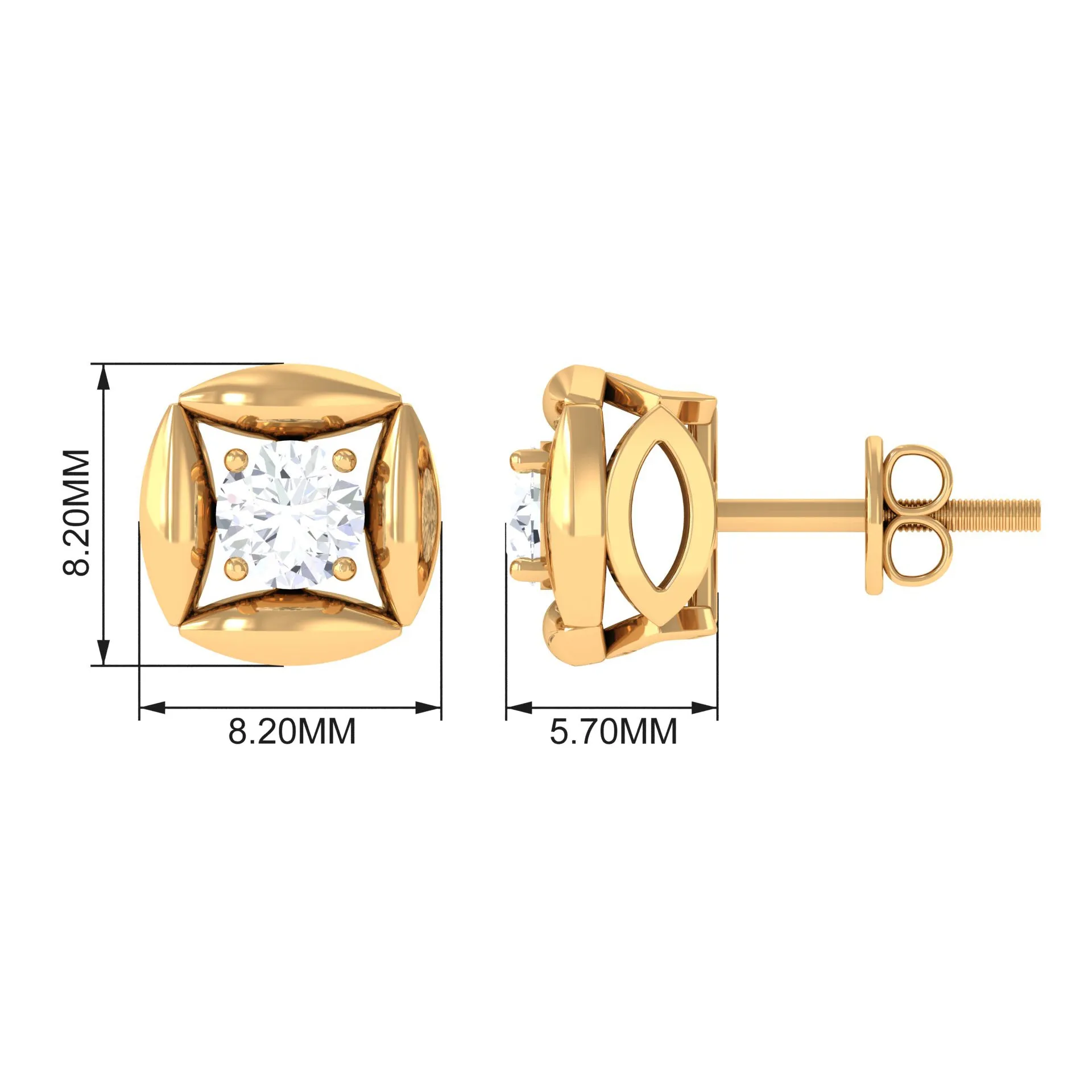 3/4 CT Minimal Stud Earrings for Women with Moissanite