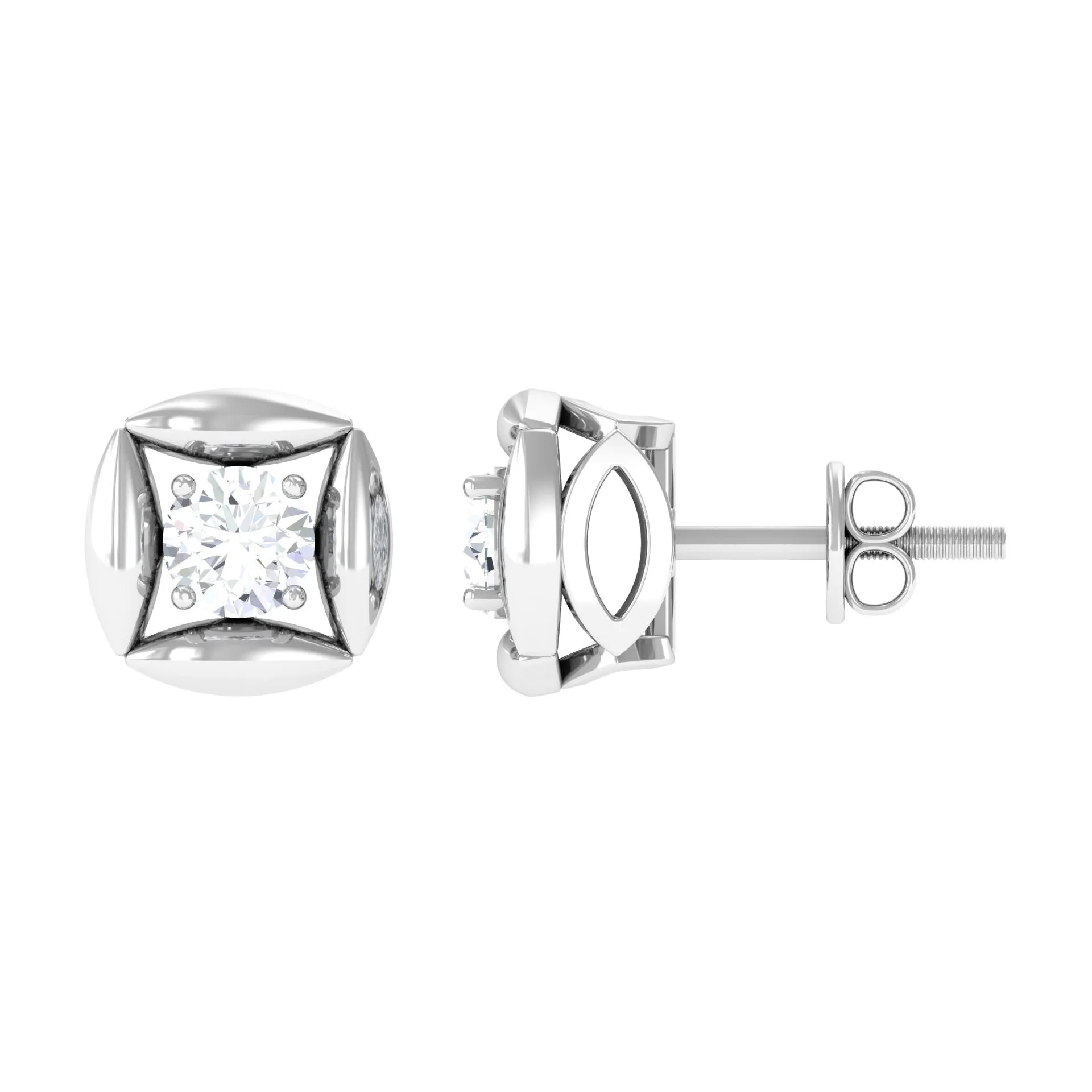 3/4 CT Minimal Stud Earrings for Women with Moissanite