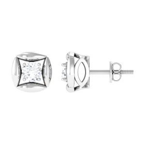 3/4 CT Minimal Stud Earrings for Women with Moissanite