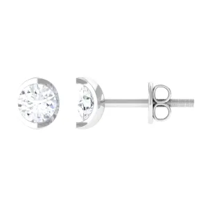 3/4 CT Round Moissanite Solitaire Stud Earrings in Gold