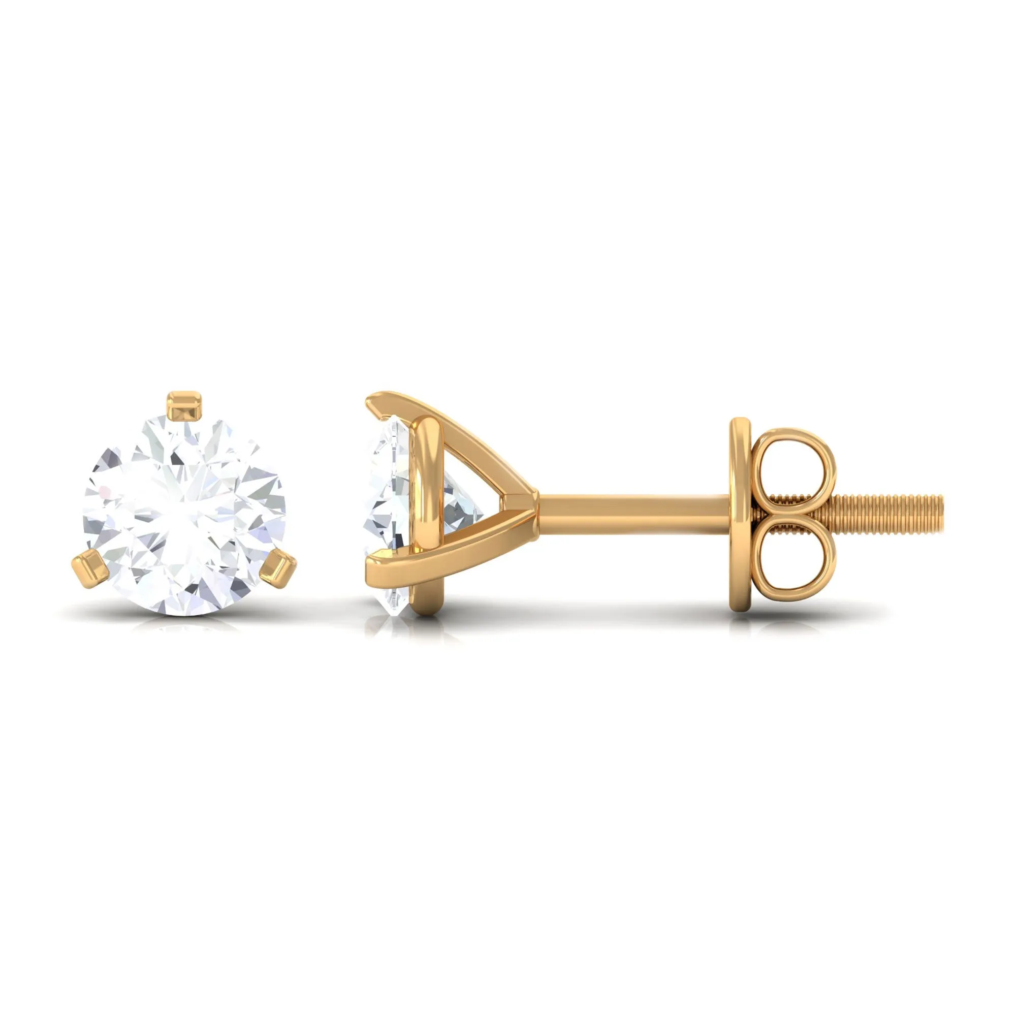 3/4 CT Zircon Solitaire Stud Earrings in Martini Setting