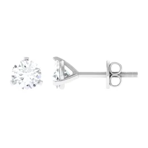3/4 CT Zircon Solitaire Stud Earrings in Martini Setting