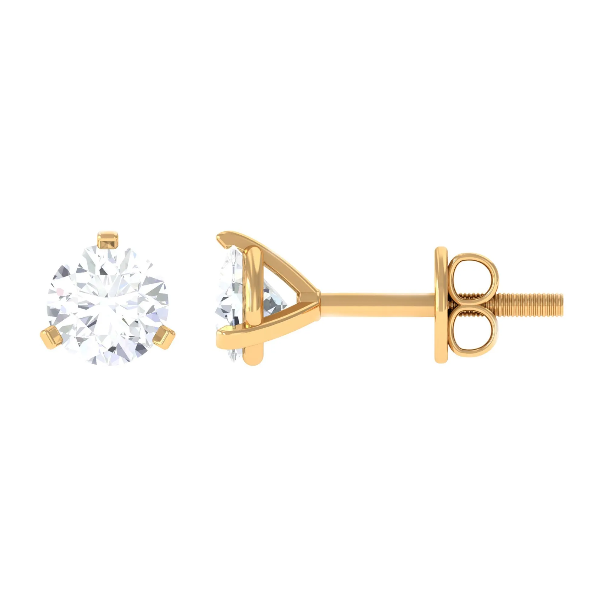 3/4 CT Zircon Solitaire Stud Earrings in Martini Setting