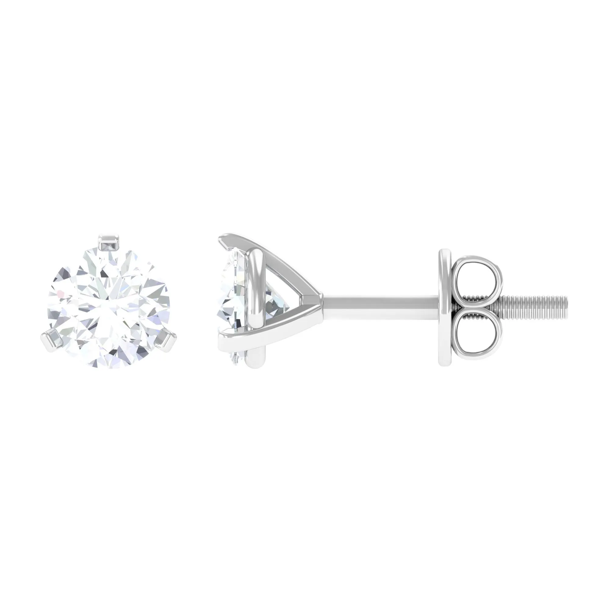 3/4 CT Zircon Solitaire Stud Earrings in Martini Setting