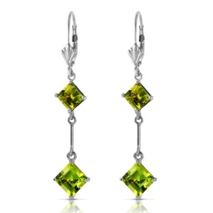 3.75 Carat 14K Solid White Gold Leverback Earrings Peridot