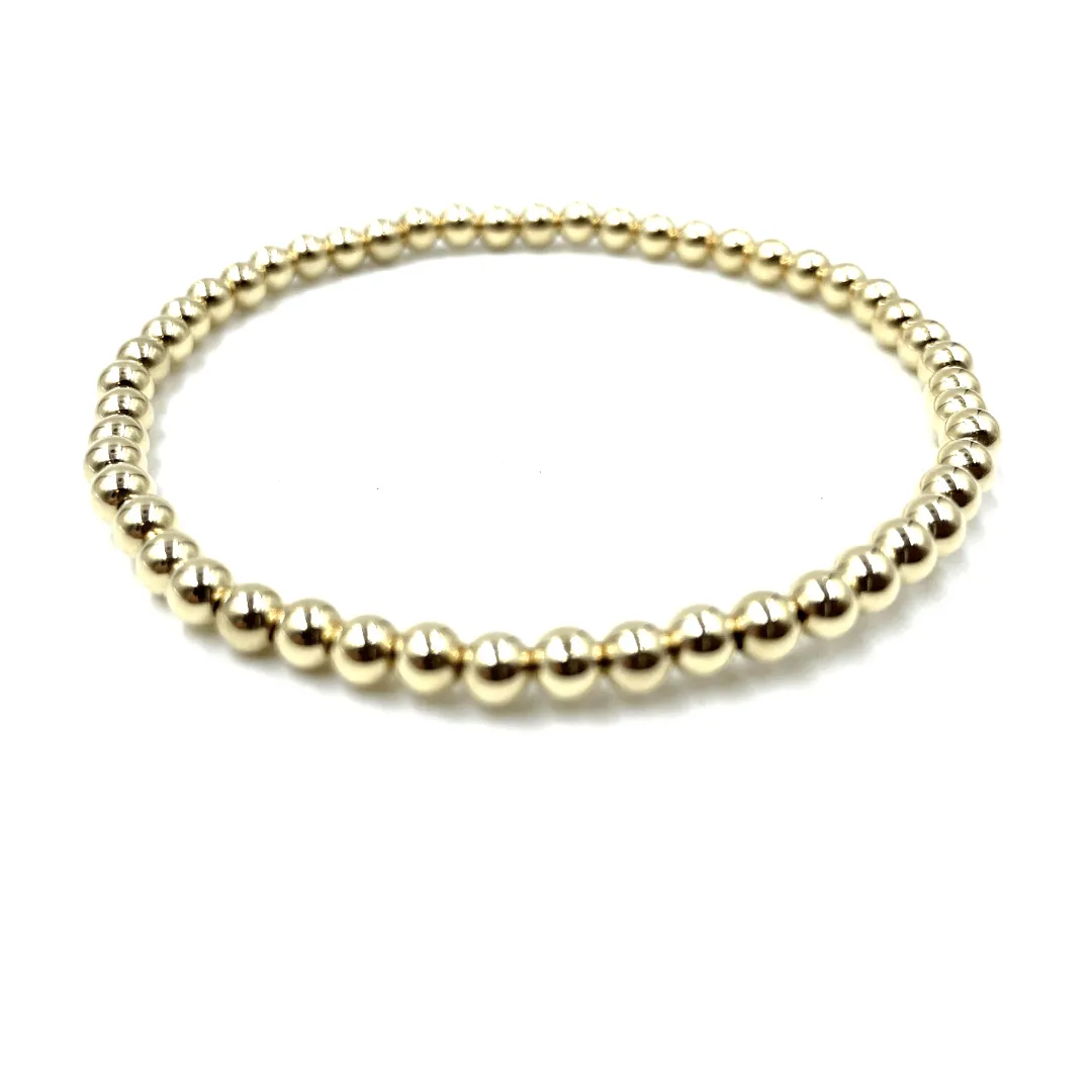 4mm 14k Gold Filled Karma waterproof bracelet 6.5"-7"