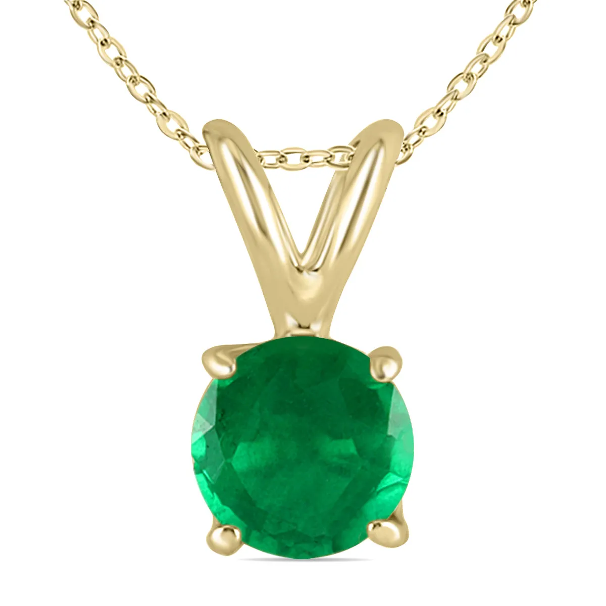 4Mm Round Emerald Pendant In 14K Yellow Gold