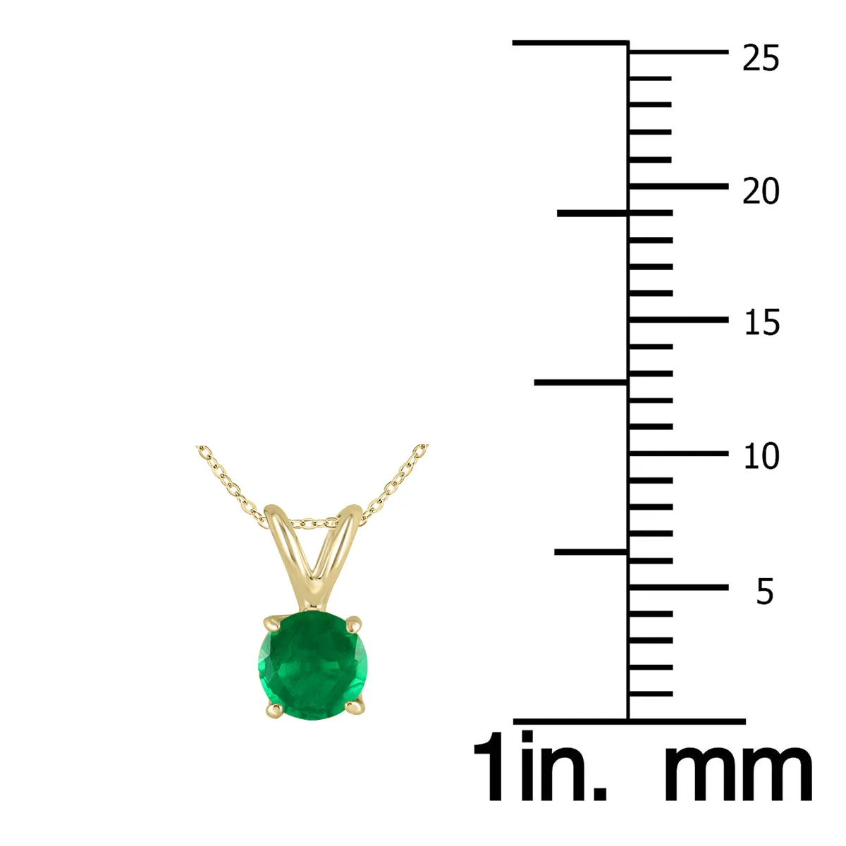 4Mm Round Emerald Pendant In 14K Yellow Gold