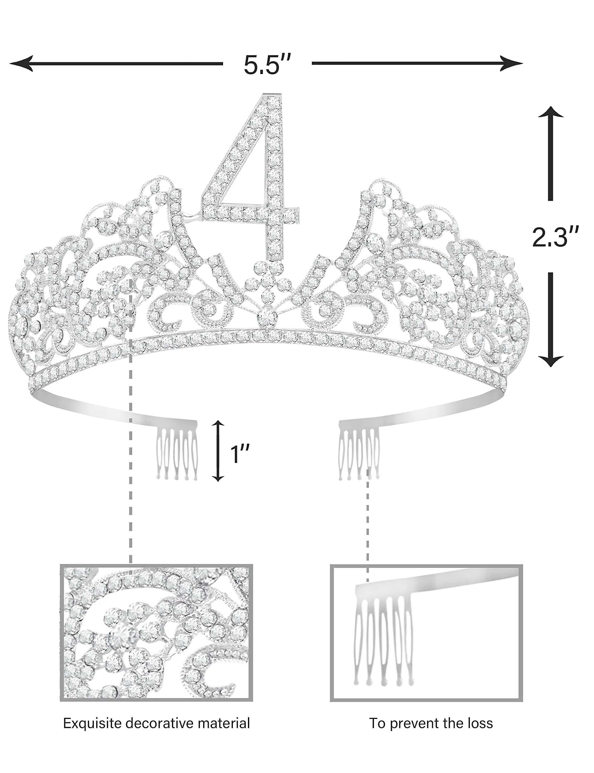 4th Birthday, 4th Birthday Decorations for Girl, 4th Birthday Tiara, 4th Birthday Tiara