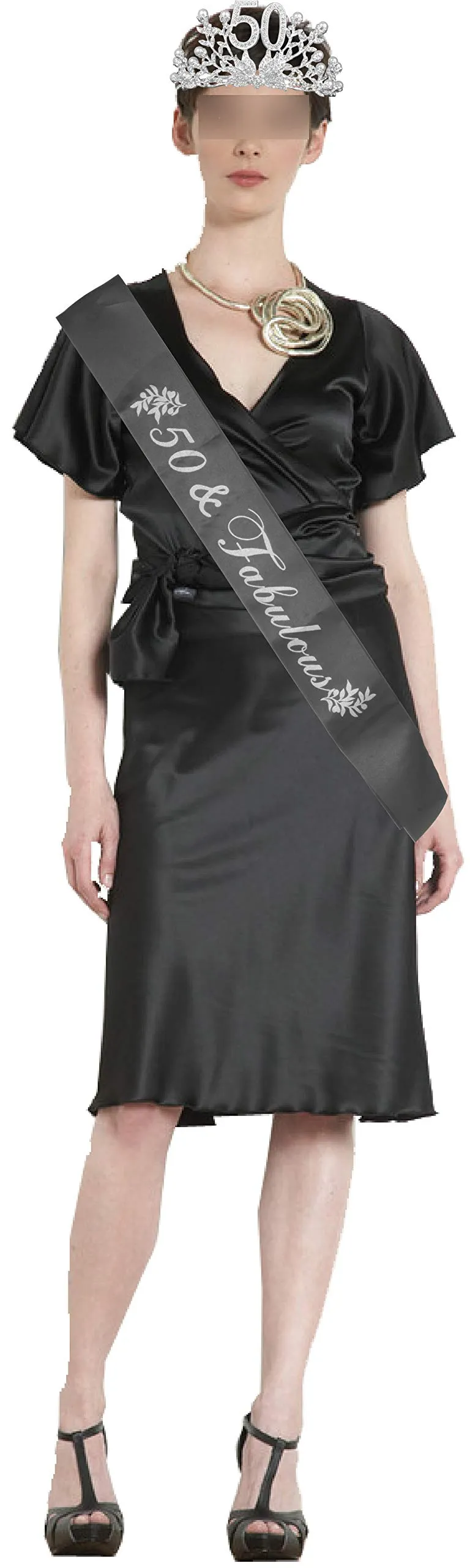 50th Birthday Gifts for Women, 50th Birthday Tiara and Sash, 50 Fabulous Sash and Crystal
